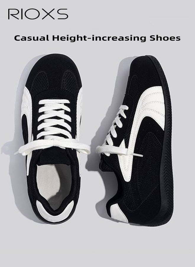 RIOXS Unisex Breathable Sneakers, Classic Retro Training Shoes with Cushioned Comfort , Lightweight Lace-up Walking Shoes for Couples, Fashion Athletic Outdoor Walking Footwear for Travel, Trainning, Vacation or Casual Occasions, Black - Image 4